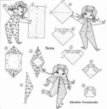 Como hacer una nena en Origami o plegado de papel