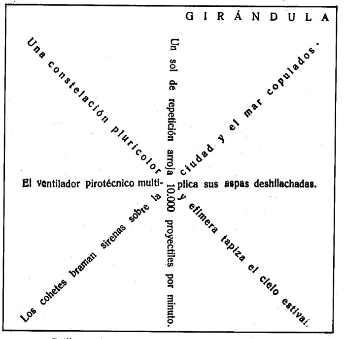 Caligrama - Girándula de Guillermo de Torre