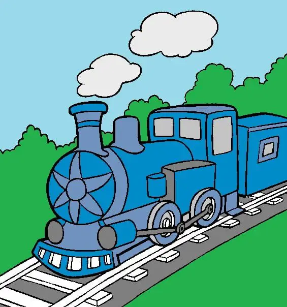 El tren de color azul